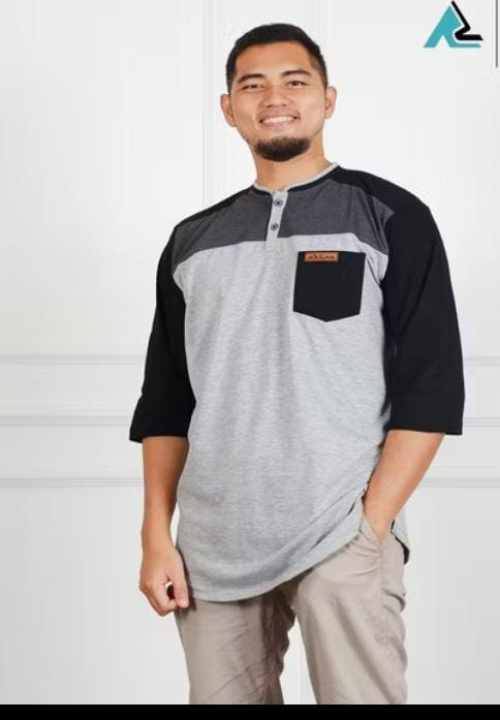 Atasan koko kurta bahan kaos utk pria ukuran S,M,L,XL