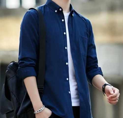 Kemeja lengan panjang pria slimfit bahan katun super